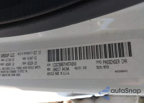 2013 Chrysler 200 Touring из США, поврежденный, VIN 1C3CCBBB7DN570203